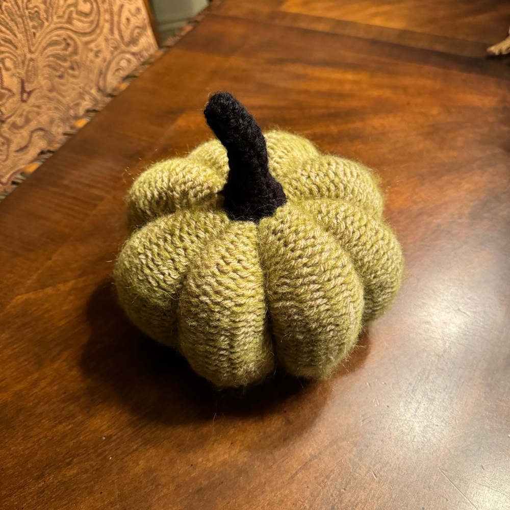 Handmade knit stuffed pumpkin!